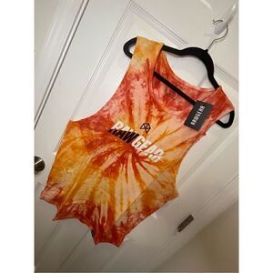 NEW RawGear Men's XL Orange Yellow Tie Dye Tank Top Muscle Shirt Workout